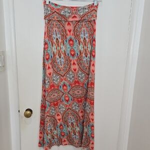 Bohemian Red and Blue Maxi Skirt